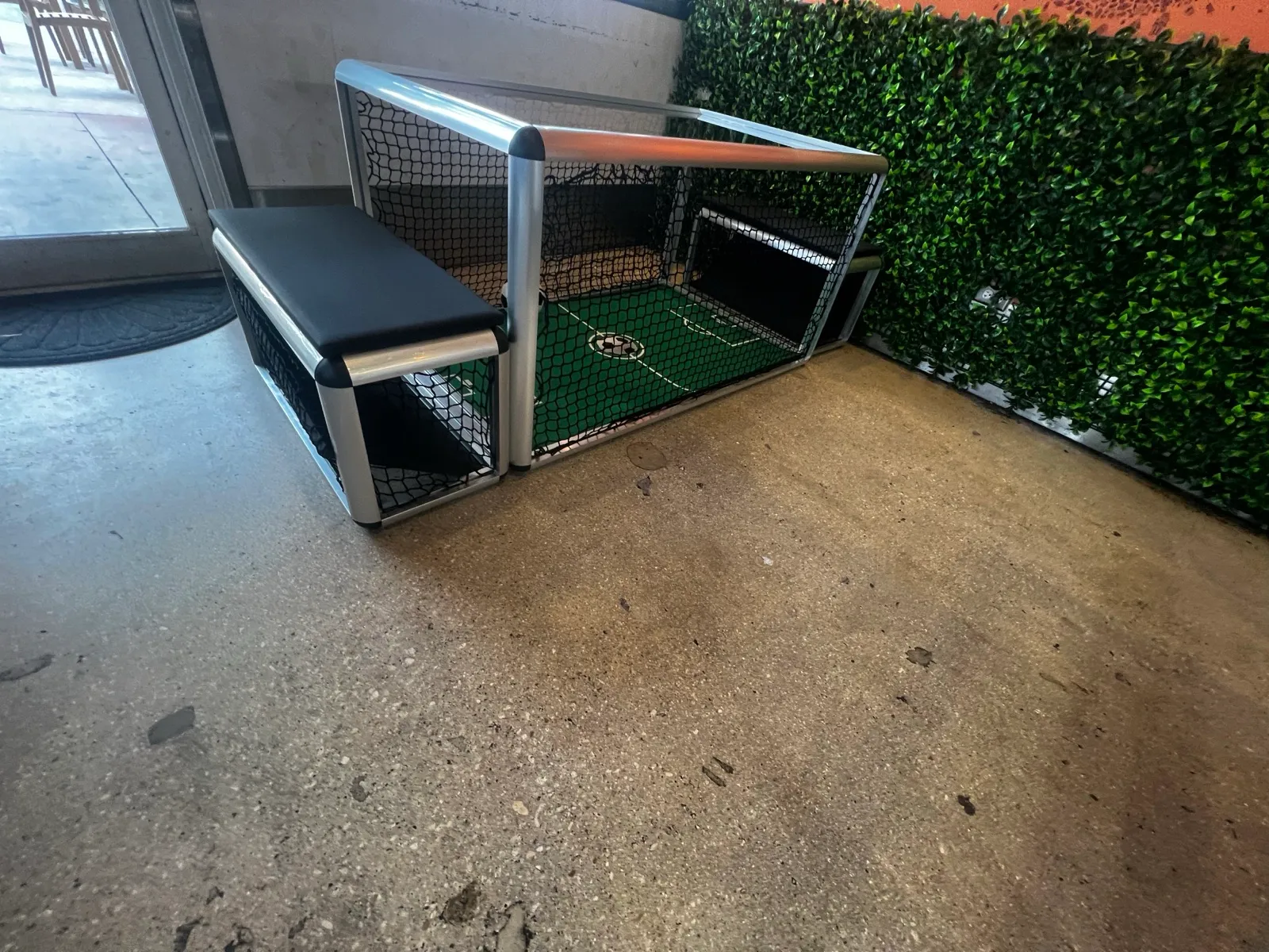 Golazo Activations foosball / soccer table with nets and bench seating for kids parties in Broward